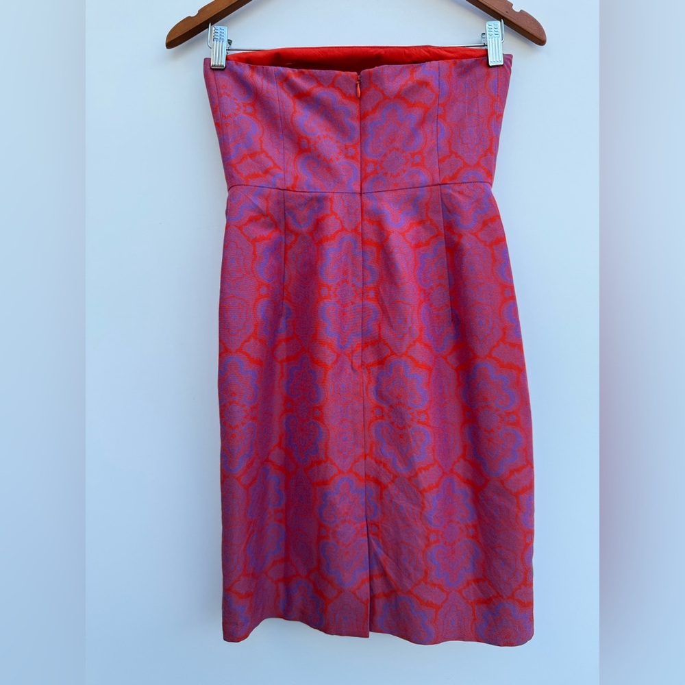 J.Crew Ella Dress In Medallion Paisley Size 00 Purple Orange Strapless Dress - Picture 6 of 16